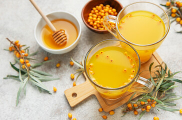 Sea buckthorn hot drink with honey promoting wellness