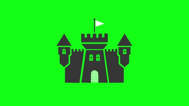Castle Animation on Green Screen Royalty Free Clip Historic Architecture Defense Landmark Kingdom Ancient Medieval
