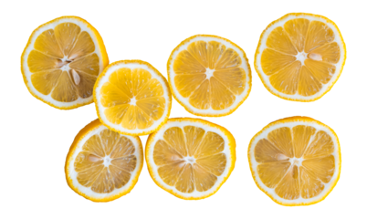 flat lay of lemon slice isolated on white