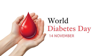 World diabetes day hands holding blood drop awareness