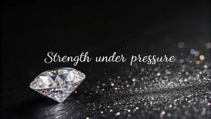 Sparkling diamond on dark background symbolizing strength, resilience, and beauty under pressure in captivating light