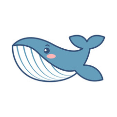 Arched Whale Flat design style simple whale arching upward with striped belly, great for playful ocean stickers kids decor and marine themed branding