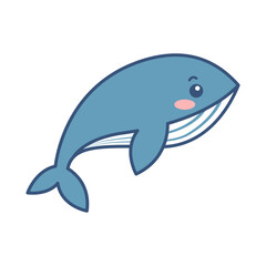 Flipping Whale Flat design style whale mid flip with dynamic curve, perfect for action stickers animated UI and playful illustrations