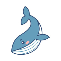 Tilted Whale Flat design style whale with tilted posture and smiling eye, good for avatars icons friendly marine designs and stationery