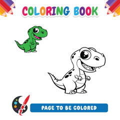 Coloring book for kids, dinosaur vector
