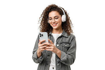 Naklejka premium young woman with mobile phone isolated on white