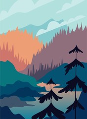 mountain landscape with clouds