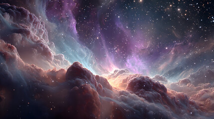 Exploring Colorful Nebula Cloud with Stars in Deep Outer Space