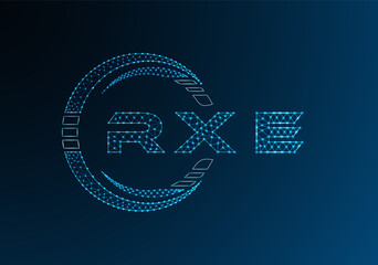 RXE low poly letter logo vector design. RXE lower poly logo design. Low poly logo.