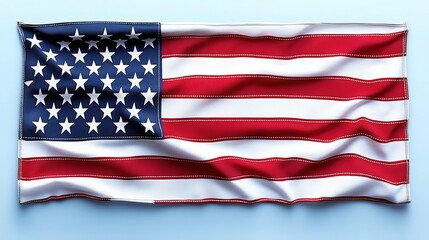 Red, white, and blue stars on light blue background with space for text, USA Independence Day concept
