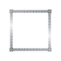 Ornate Silver Geometric Frame on White Background.