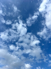 Blue sky with cumulus clouds in Ukraine