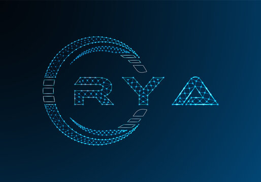 RYA low poly letter logo vector design. RYA lower poly logo design. Low poly logo.