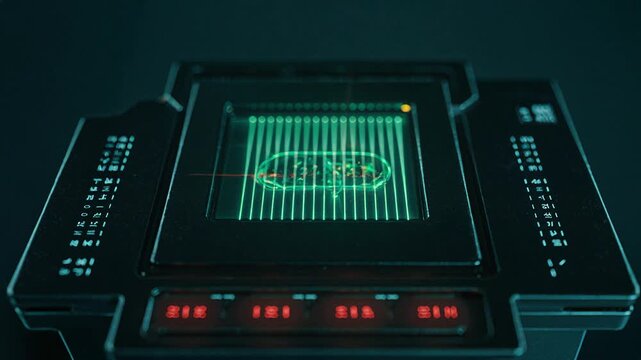 High-Tech Hub futuristic glowing processor chip with neon circuitry and advanced microtechnology powering future innovation