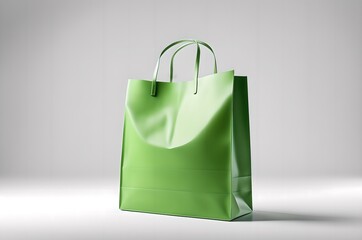 green shopping bag on white background