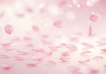 Elegant Pink Cherry Blossom Petals Falling Background - Floral, Romantic, Delicate, Spring, Texture, Aesthetic.