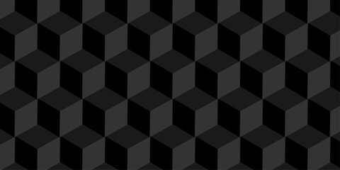 Vector minimal black abstract cube square geometric tile hexagon mosaic wall grid wallpaper. black and gray geometric block cube structure texture background.	
