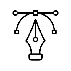 Scalable vector icon illustrating a pen tool nib creating a smooth path