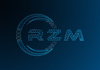 RZM low poly letter logo vector design. RZM lower poly logo design. Low poly logo.
