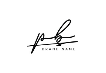PB letter elegant cursive signature beauty handwriting logo.