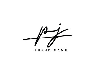 PJ letter elegant cursive signature beauty handwriting logo.