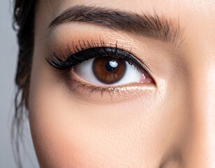 Obraz premium Close-up of a woman's eye with makeup