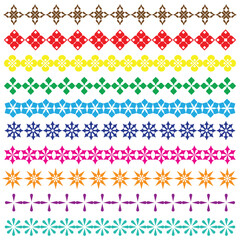 Vector clip art of ribbons in flower shape and various colors with various geometric patterns for design elements
