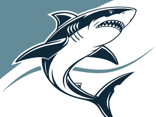 Fototapeta premium Powerful Shark Logo Design in Striking Blue and White