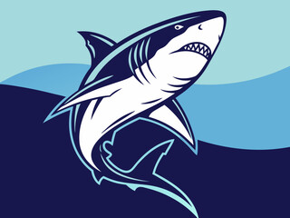 Naklejka premium Powerful Shark Logo Design in Striking Blue and White