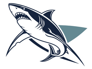Obraz premium Powerful Shark Logo Design in Striking Blue and White