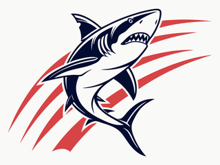 Naklejka premium Powerful Shark Logo Design in Striking Blue and White