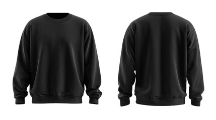 Black sweatshirt mock-up, front and back views