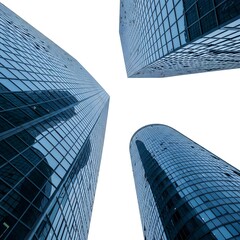 Low shot of visual dynamics of modern glass building background | wallpaper 