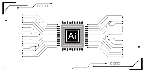 Black and White Circuit Board with 
