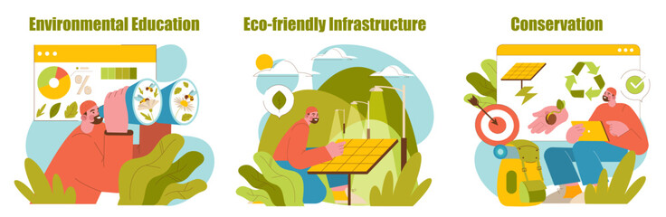 Environmental Education and Eco-friendly Infrastructure Illustration