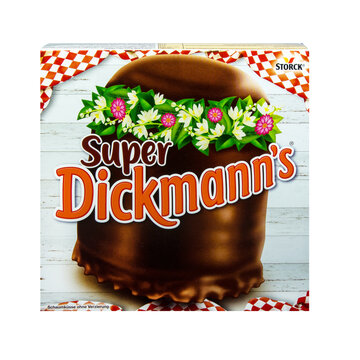 Super Dickmann's Schaumk&uuml;sse von Storck und Verpackung auf wei&szlig;em Hintergrund
