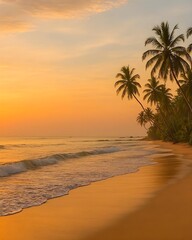 Fototapeta premium Sunrise on Coconut Palm Beach