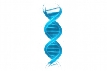 Glowing blue dna double helix structure rotating, representing genetics, biotech, and scientific research