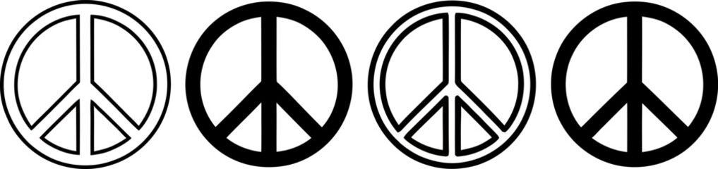 Peace symbol vector illustration. Black and white circle international peace icon for anti war or nuclear disarmament. american style vector.