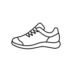 Single sneaker line drawing on transparent background