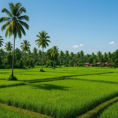  Paddy Fields at Noon with Bright Sky