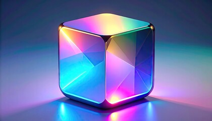 Colorful Illuminated Cube Abstract 3D Render