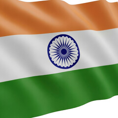 Obraz premium Indian flag waving national symbol isolated on transparent background