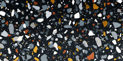 A close-up view of a textured surface featuring a mix of colorful specks and stones, showcasing the intricate patterns and variations, ideal for design backgrounds or artistic projects