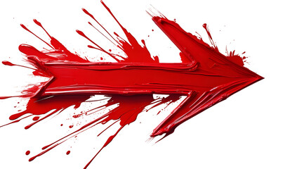 Red arrow paint splash graphic design element Abstract art style Isolated on white background