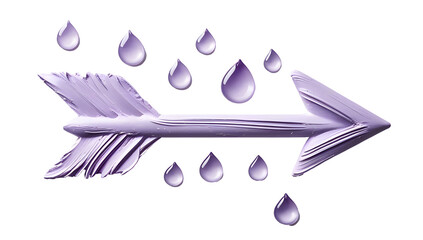 Purple arrow with water drops design element graphic illustration isolated on white background