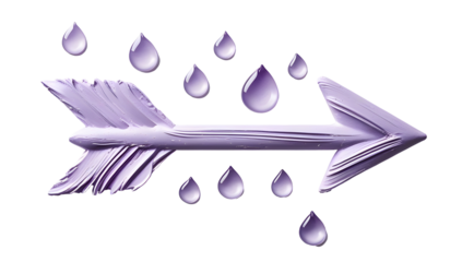 Purple arrow with water drops design element graphic illustration isolated on white background