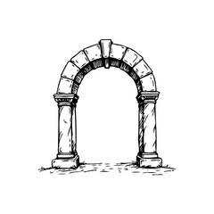 Ornate archway illustration stone entrance sketch gateway design ancient architecture artistic