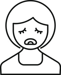 Obraz premium Simple line drawing of a young girl with tears falling from her eyes, expressing sadness and distress