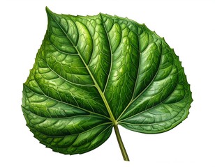 Detailed close-up of a vibrant green leaf
